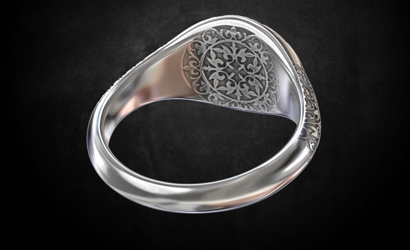 Vintage CZ Signet Ring 925 Silver Handmade Antique Style Gift for Men US5-15