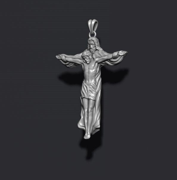 Silver Jesus With Holy Cross Pendant Jesus Necklace Wedding Gift For Men Women