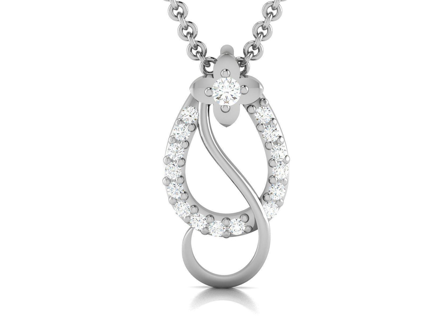 925 Silver CZ Pendant Necklace Bow Flower Design Elegant Wedding Jewelry Gift