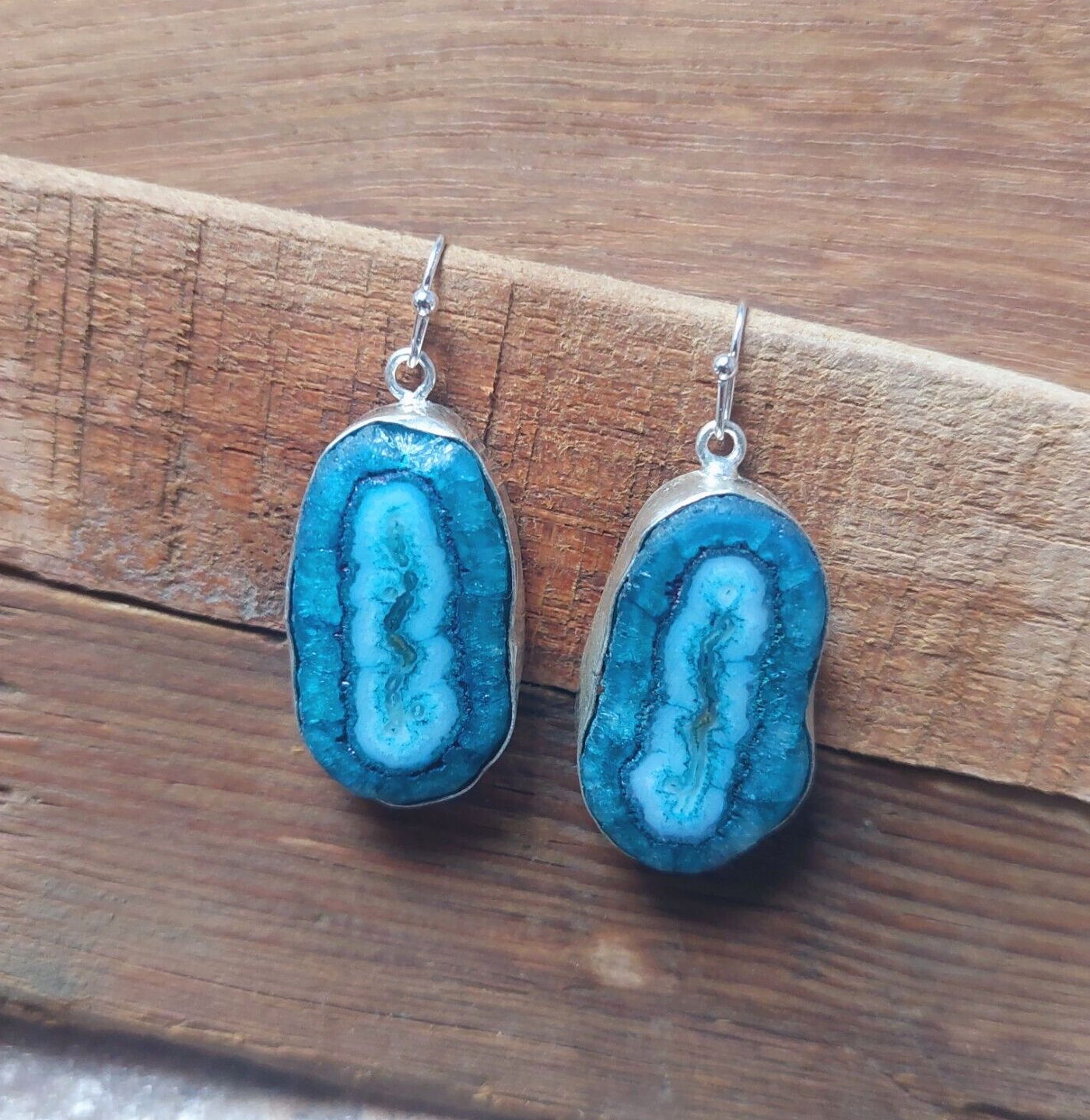 Blue Solar Quartz 925 Sterling Silver Handmade Earrings Solar Gemstone Earrings