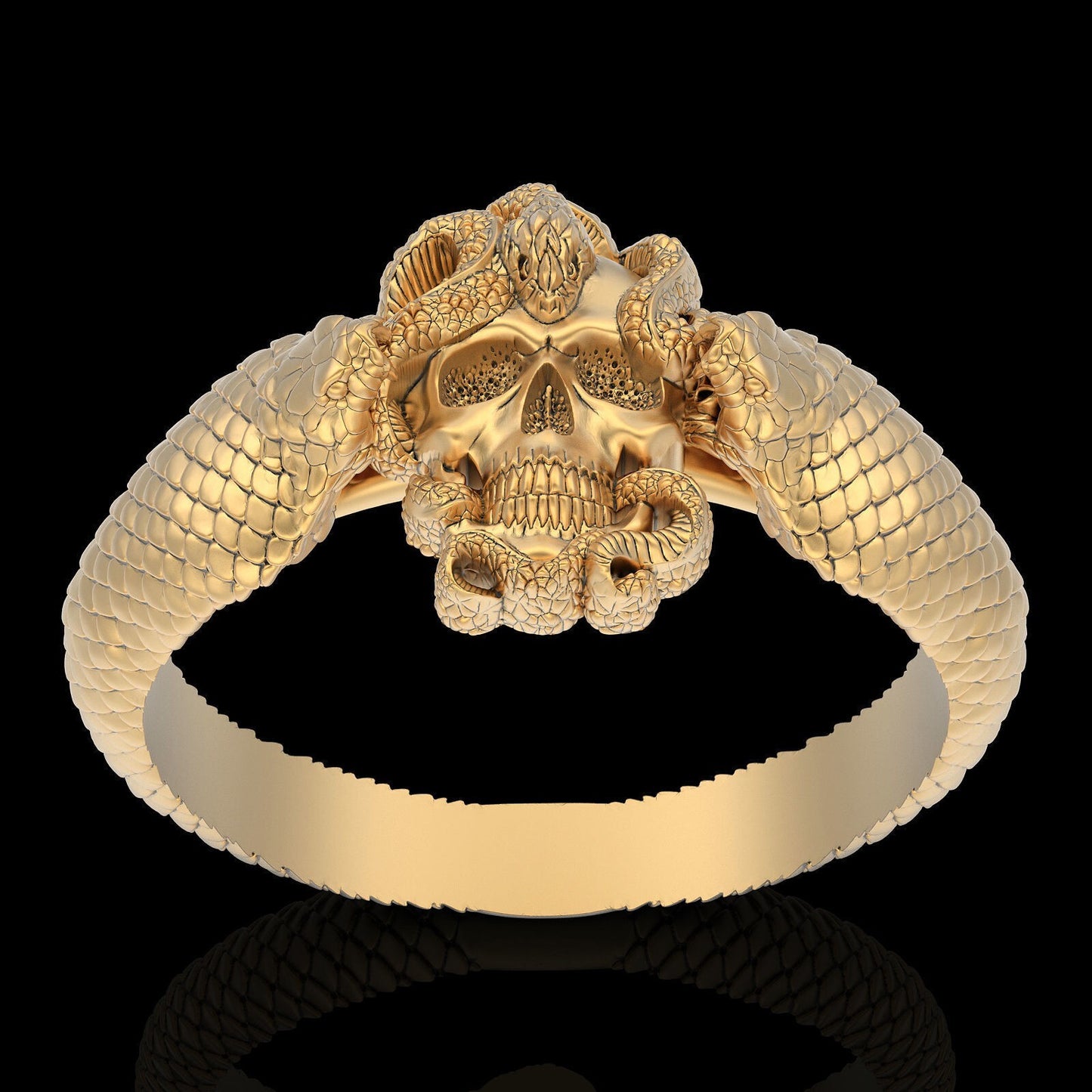Gothic Double Snake Skull Ring Brass Handmade Punk Biker Men Retro Band US5~15