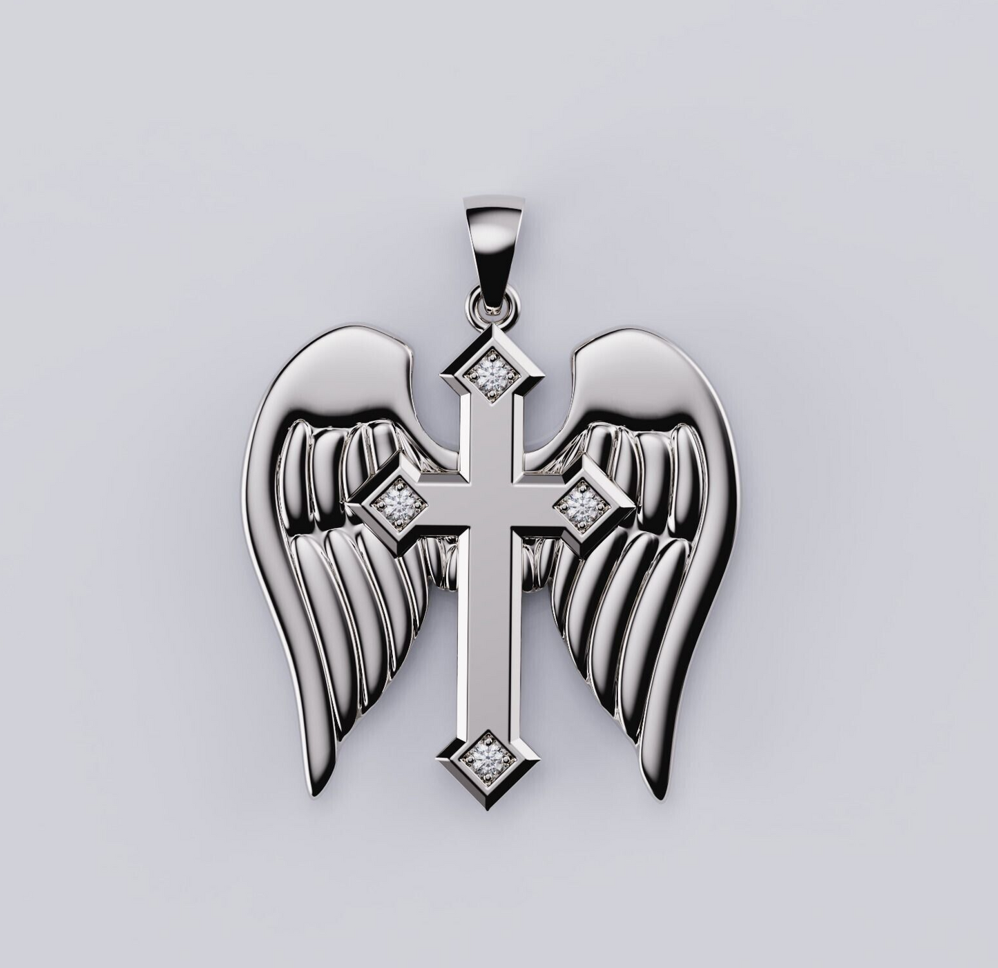 925 Sterling Silver Angel Wings Cross Pendant Archangel Michael Angel Wing Sword