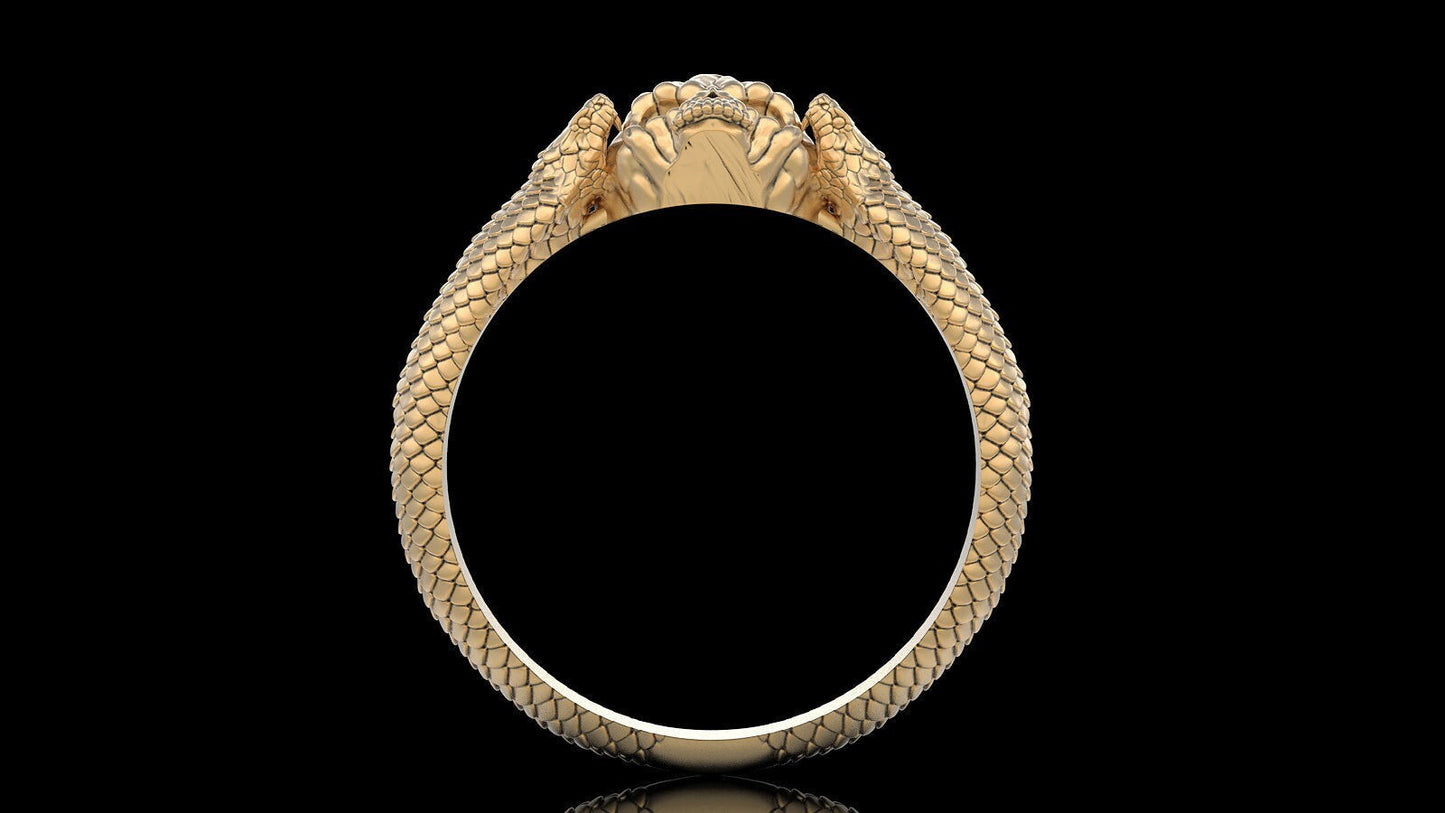 Deluxe Pumpkin Snake Skull Ring Gothic Biker Style Men Gift Skull Ring US5~15