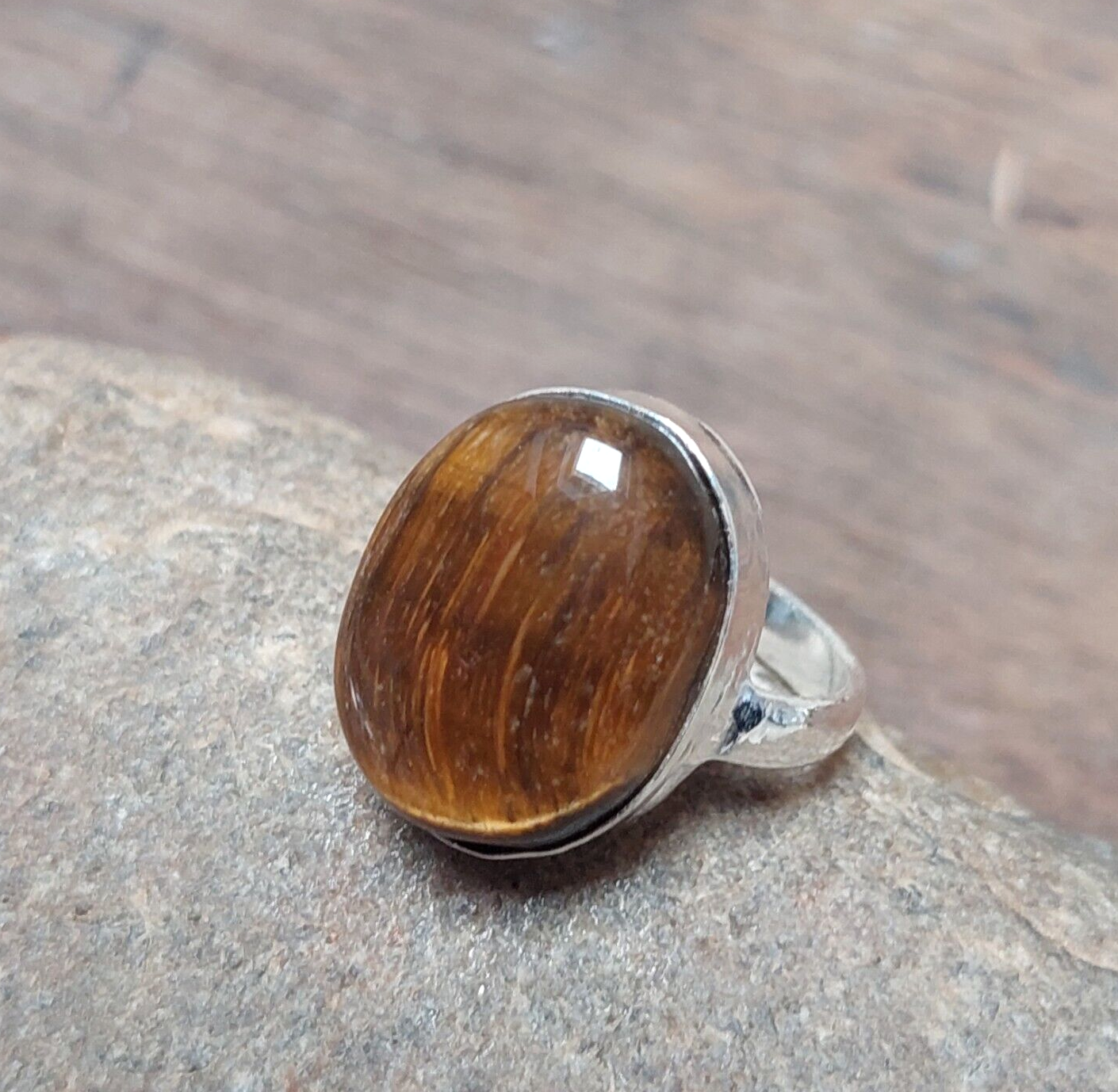 925 Sterling Silver Ring-Amazing Tiger Eye Oval Handmade Ring Anniversary Gift