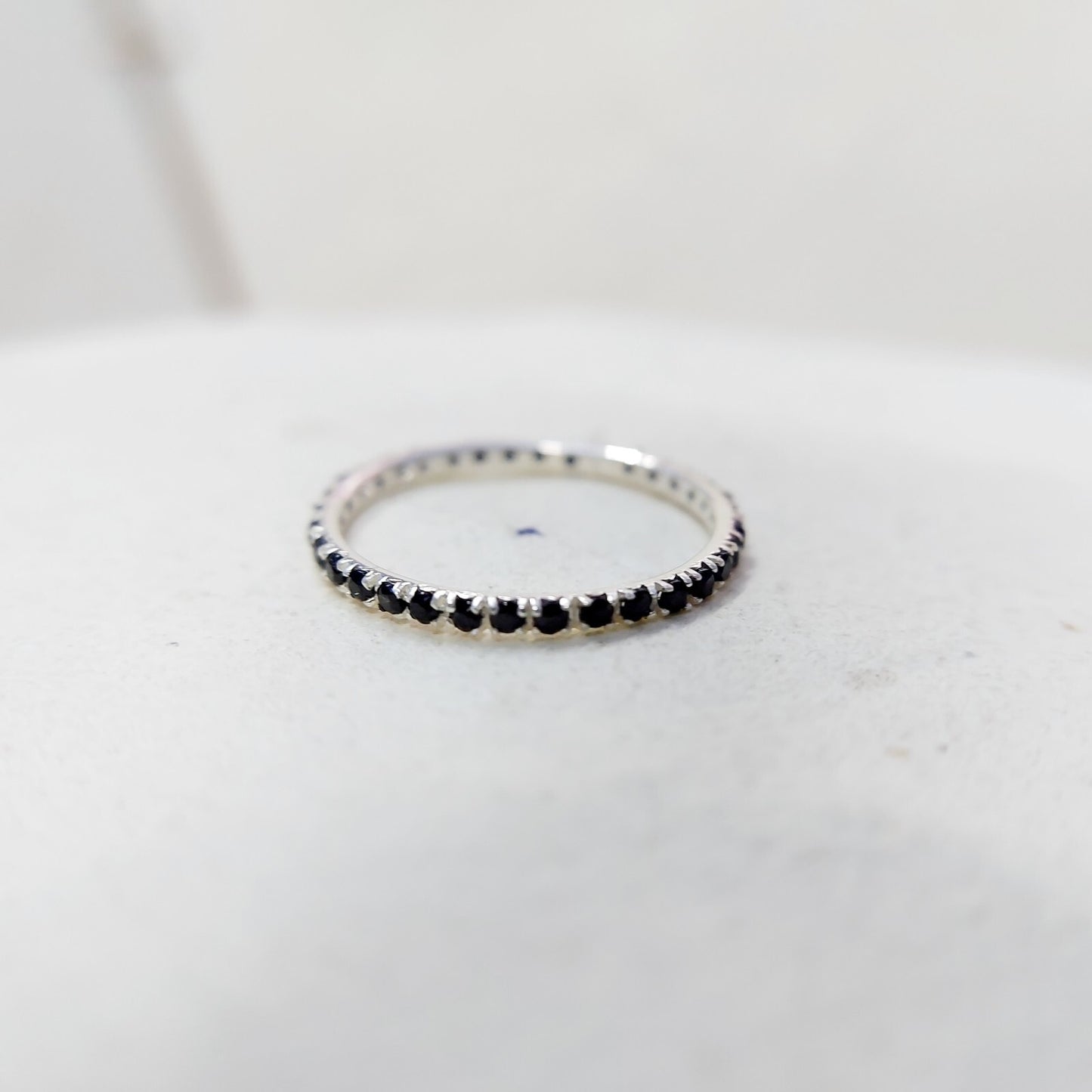 Black Onyx Gemstone Silver Handmade Eternity Engagement Women Gift Ring Us5~15