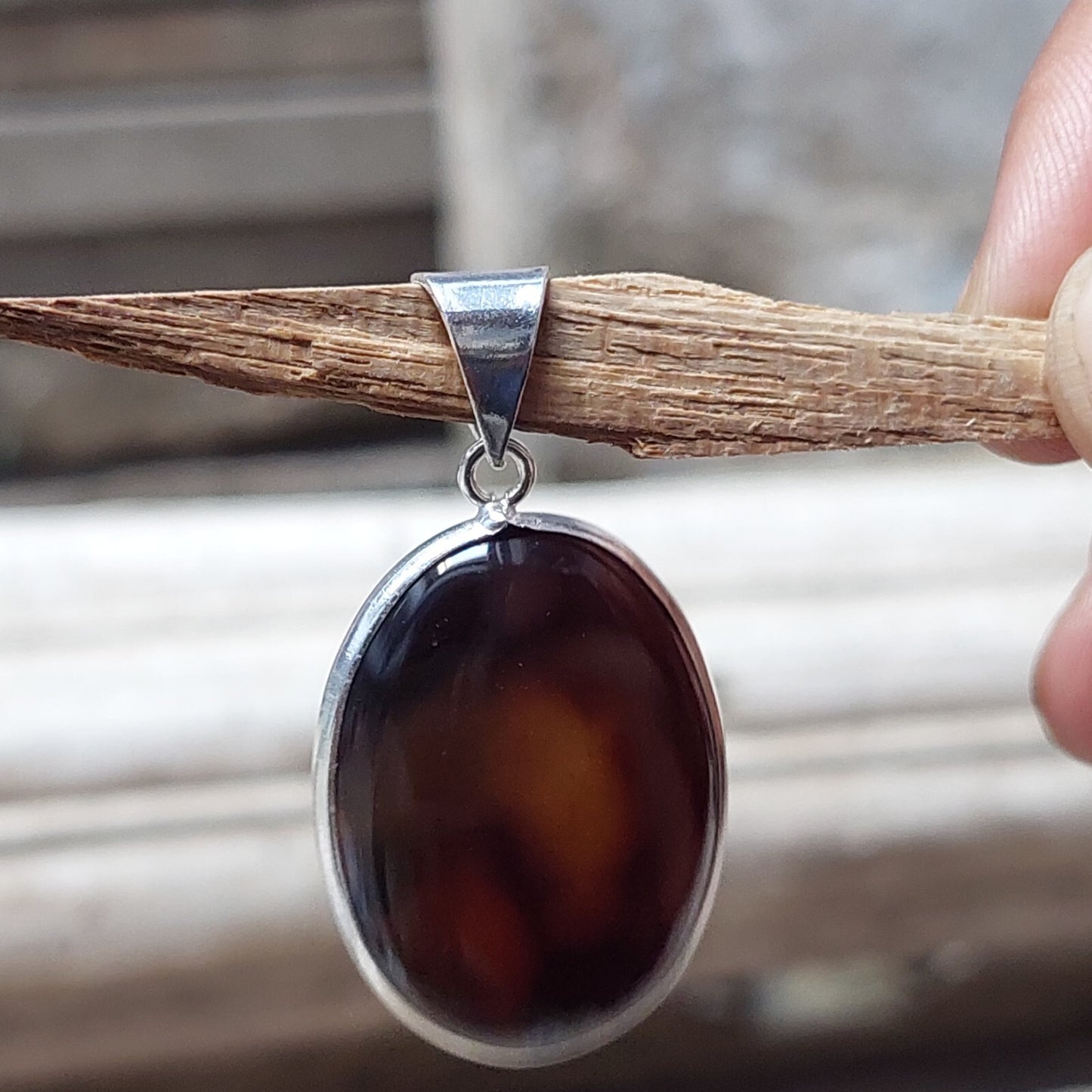 Brown Banded Agate 925 Sterling Silver Handmade Pendant Anniversary Gift For Her