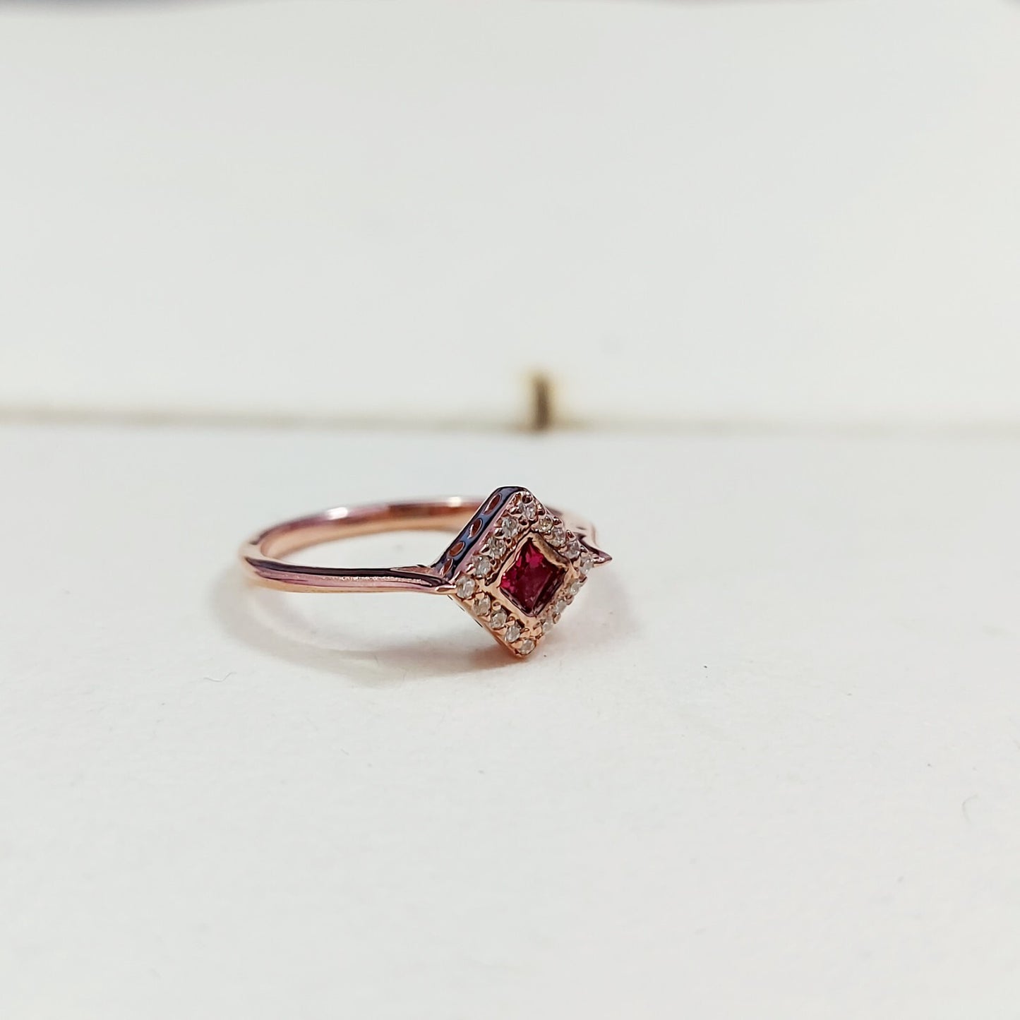 Natural Ruby Diamond Engagement Ring Square Halo Silver Band US5 ~15 Women Gift