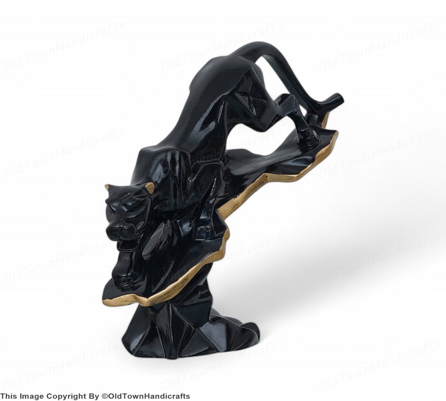 Handcrafted Black Panther Feng Shui Figurine Decorative Resin Showpiece Panther