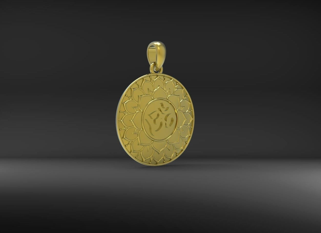 Brass OM Yoga Symbol Pendant Necklace Aum Ohm Charm Spiritual Jewelry OM Pendant