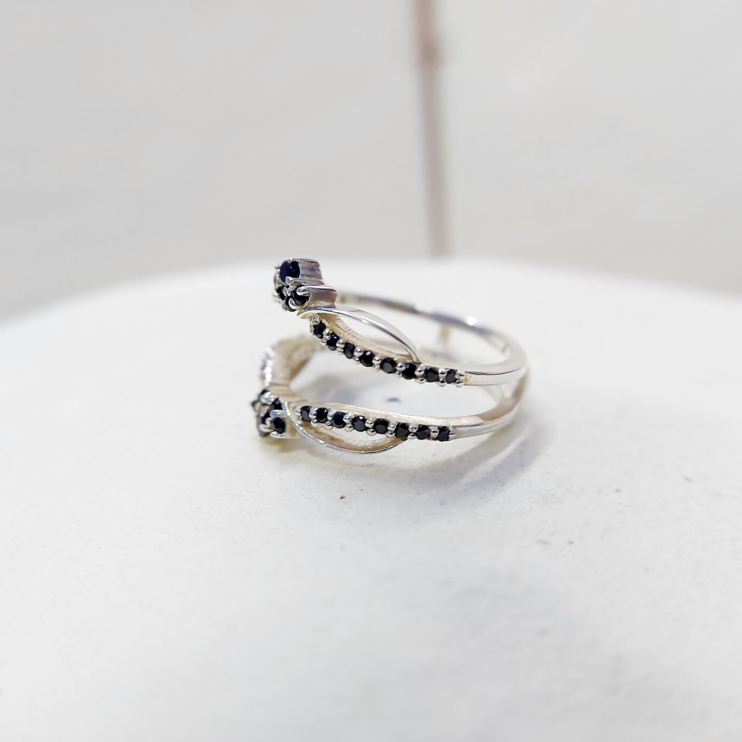 Black Sapphire Eternity Wedding Ring 925 Silver Women Gift Eternity Ring Us5~ 15