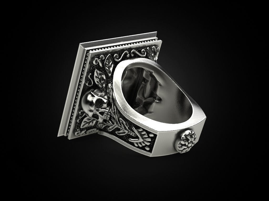 Big Men Gothic Biker Skull Ring 925 Sterling Silver Vintage Style Jewelry US5~15