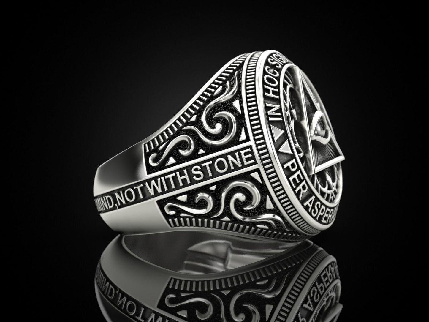 Masonic Freemason Third Eye 925 Sterling Silver Men's Biker Ring US7-15 Gift Men