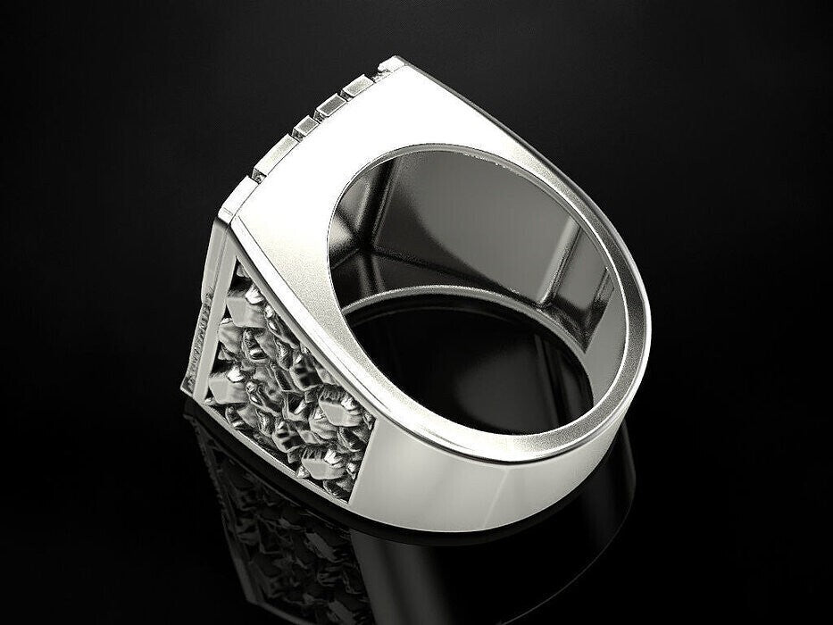 925 Silver Gothic Biker Ring Punk Number Signet Ring US5~15 Cool Gift for Him