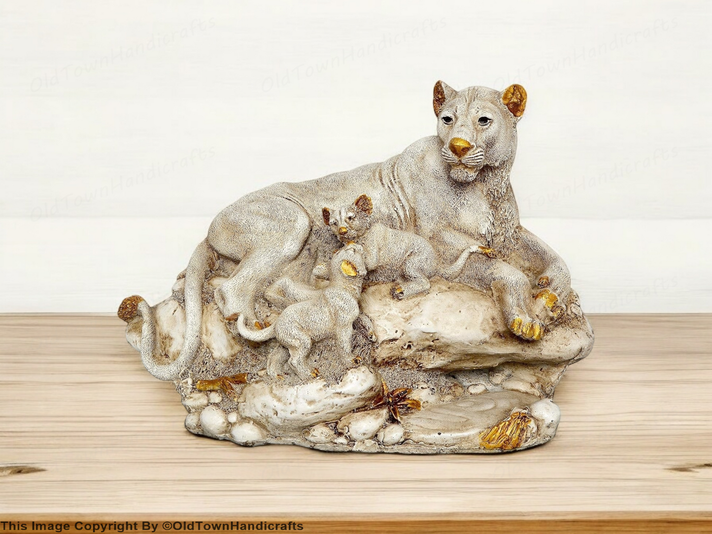 Polyresin Lion Family Statue 11" Decorative Showpiece for Home & Office Decor