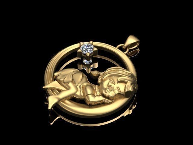 Brass Baby Pendant Cradle Angel Charm Love Cupid Lullaby DIY Jewelry Pendant