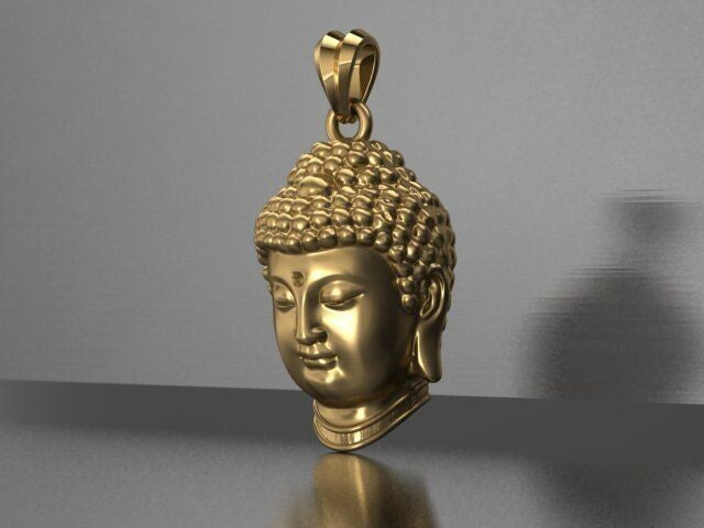 Buddha Head Brass Pendant Lucky Buddha Charm Religious Necklace For Men Family