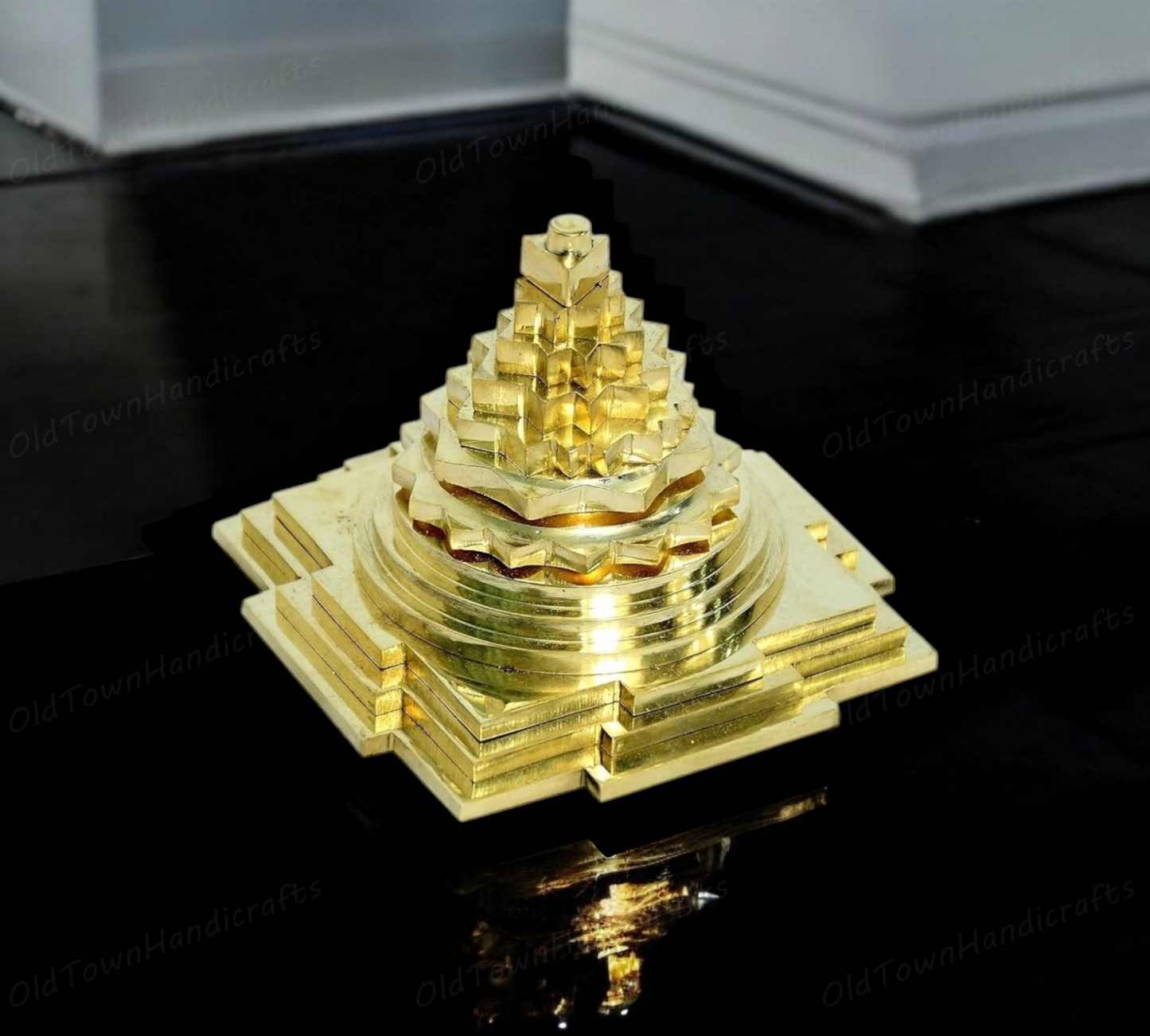Brass Meru Shree Yantra Solid Puja Decor for Home Office Prosperity Shree Yantra