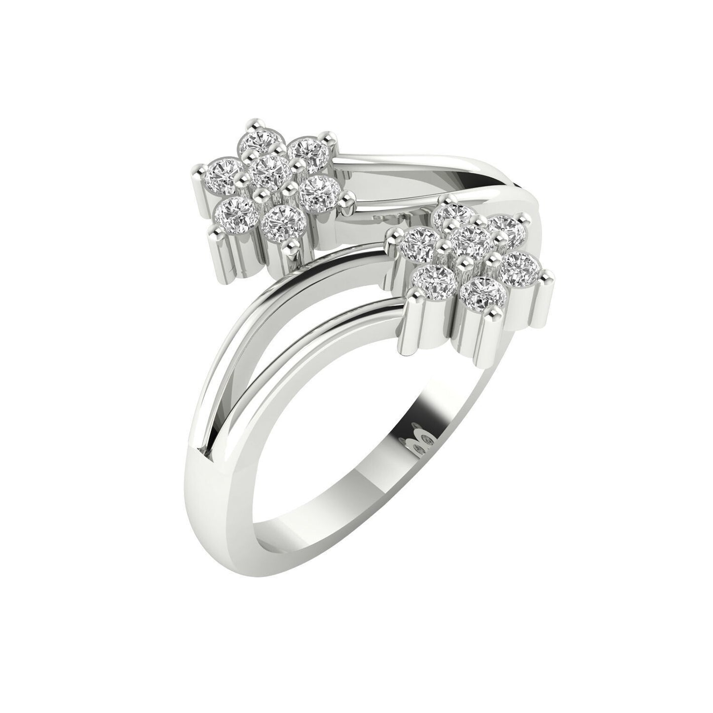 Adjustable Flower CZ Silver Ring Solitaire Promise Ring Engagement Gift Us5~ 15