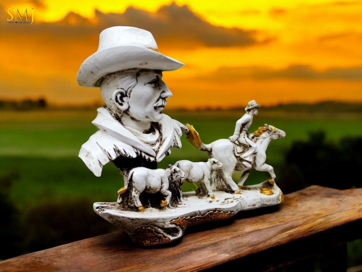 Cowboy with Horse Home Decor Showpiece Cowboy Statue Cowboy with Horse Gift