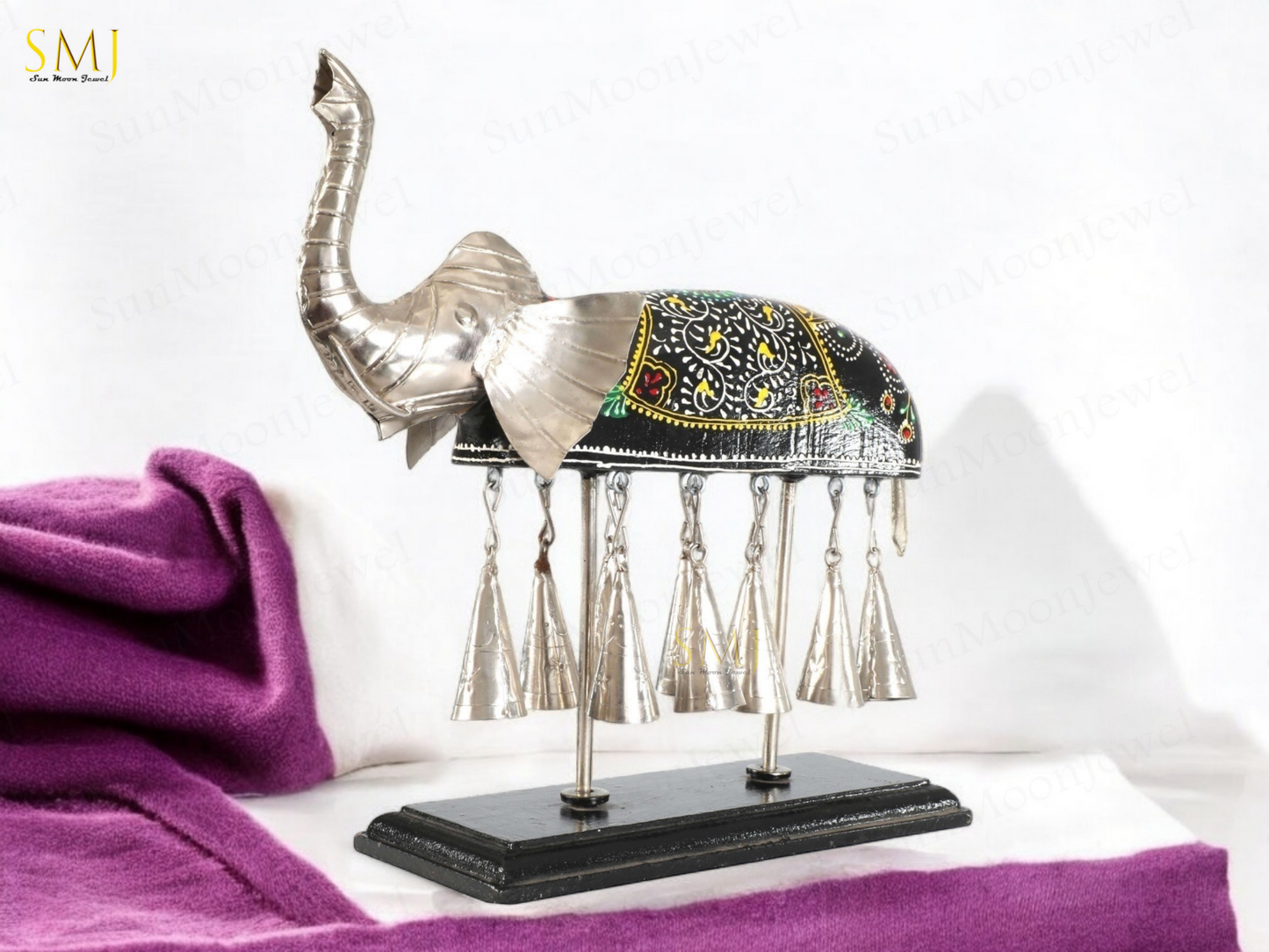Wooden Ghanti Elephant Handcrafted Home Decor Engraved Gift & Ornament Elephant