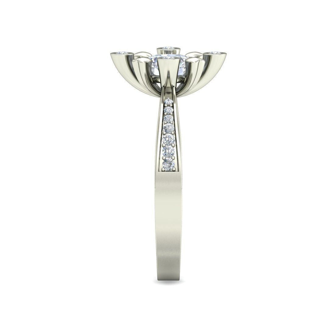 Silver Cubic Zirconia Sunflower Statement Women Engagement Ring CZ Ring Us5~ 15