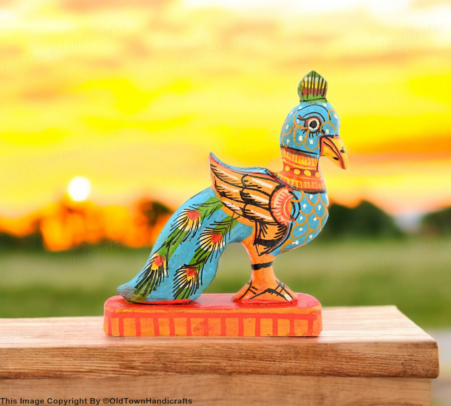 Peacock Handcrafted Wooden Peacock Showpiece Vibrant Home Decor Gift Peacock