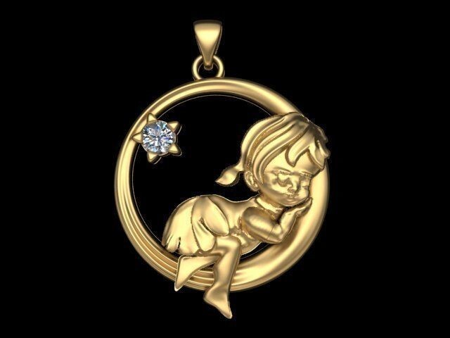 Brass Baby Pendant Cradle Angel Charm Love Cupid Lullaby DIY Jewelry Pendant
