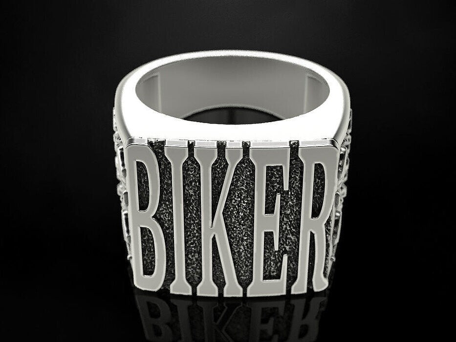925 Silver Gothic Biker Ring Punk Number Signet Ring US5~15 Cool Gift for Him