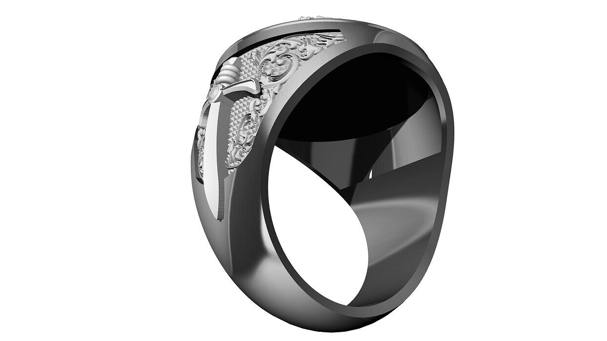 Saint George Cross Dragon Ring 925 Silver Signet Ring US5~15 Gift For Men Women