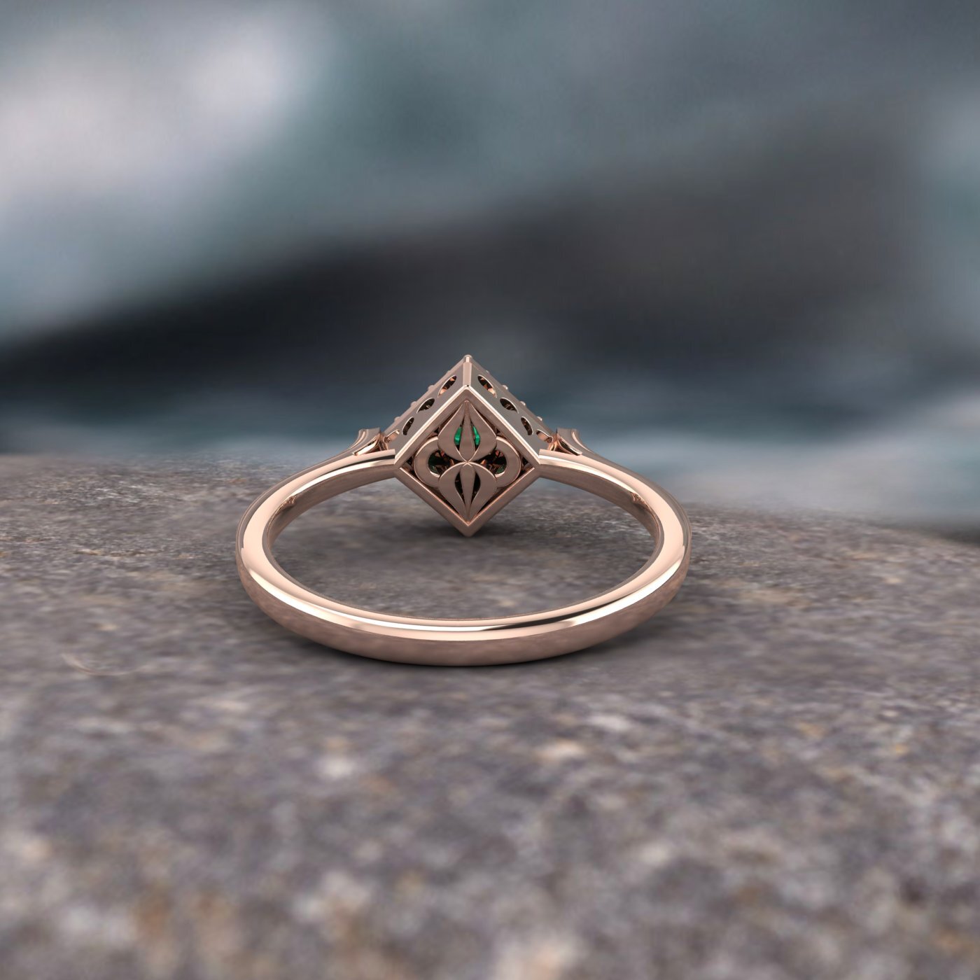 Princess Cut Green Emerald Solitaire Ring Lab Created 925 Sterling Silver Ring