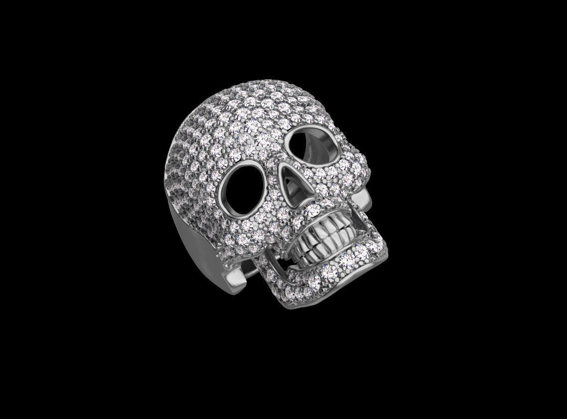 Men Skull Ring 925 Silver Moissanite Skull Ring Handmade Biker Jewelry US7~15