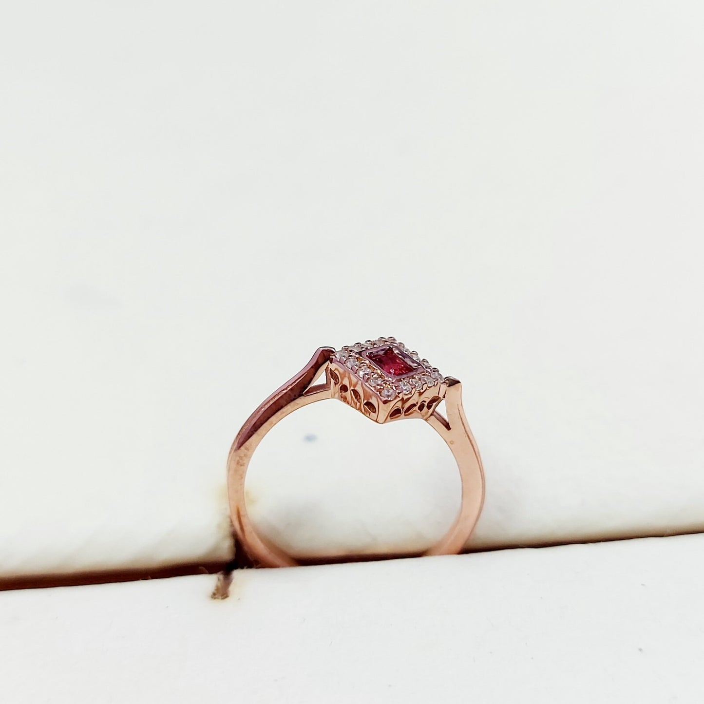 Natural Ruby Diamond Engagement Ring Square Halo Silver Band US5 ~15 Women Gift