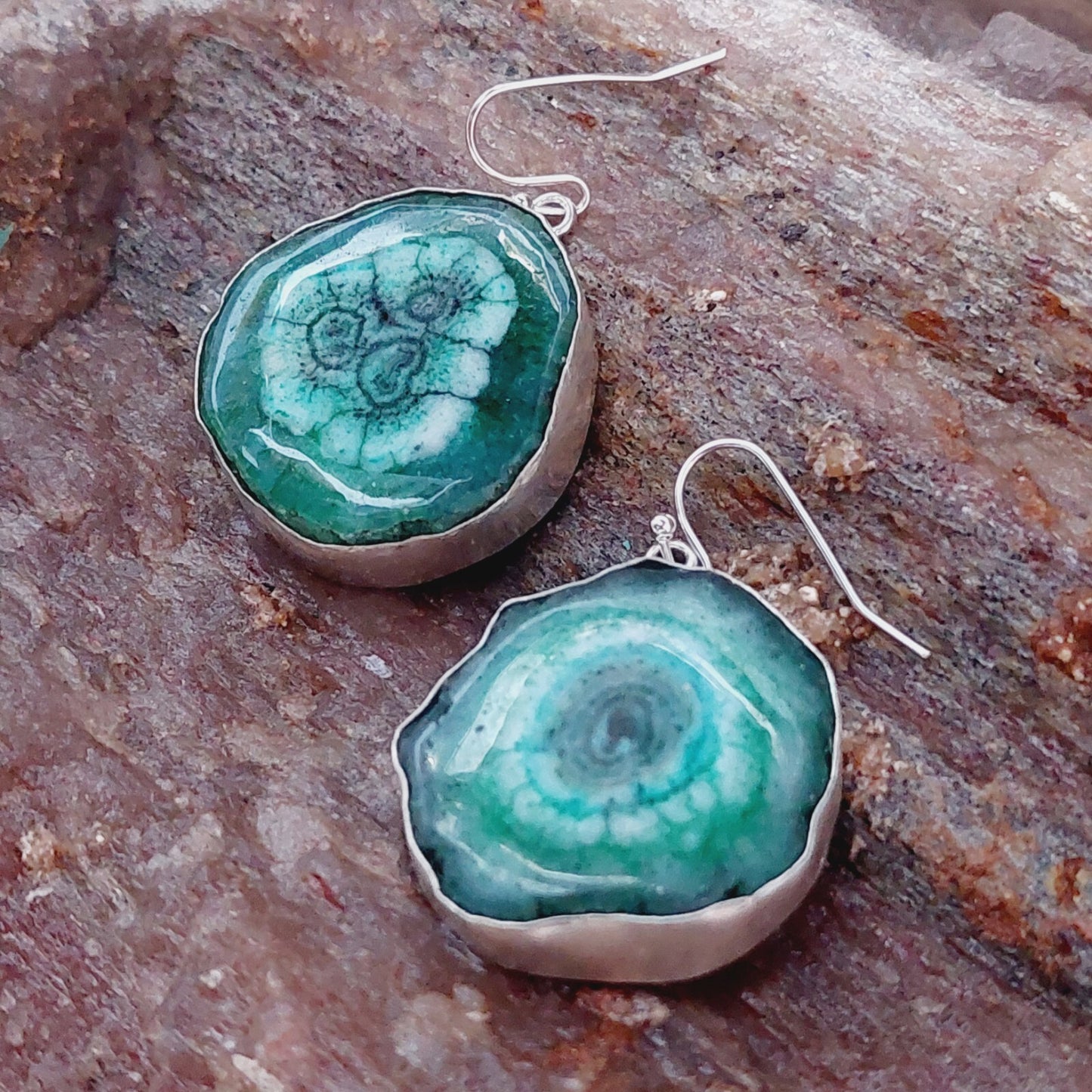 Green Solar Quartz 925 Sterling Silver Handmade Earrings Solar Gemstone Earrings