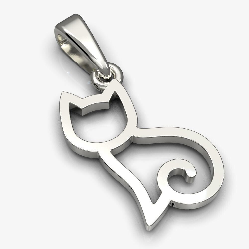 Silver Cat Pendant Cute Animal Cat Necklace Jewelry Women Gift Animal Charm