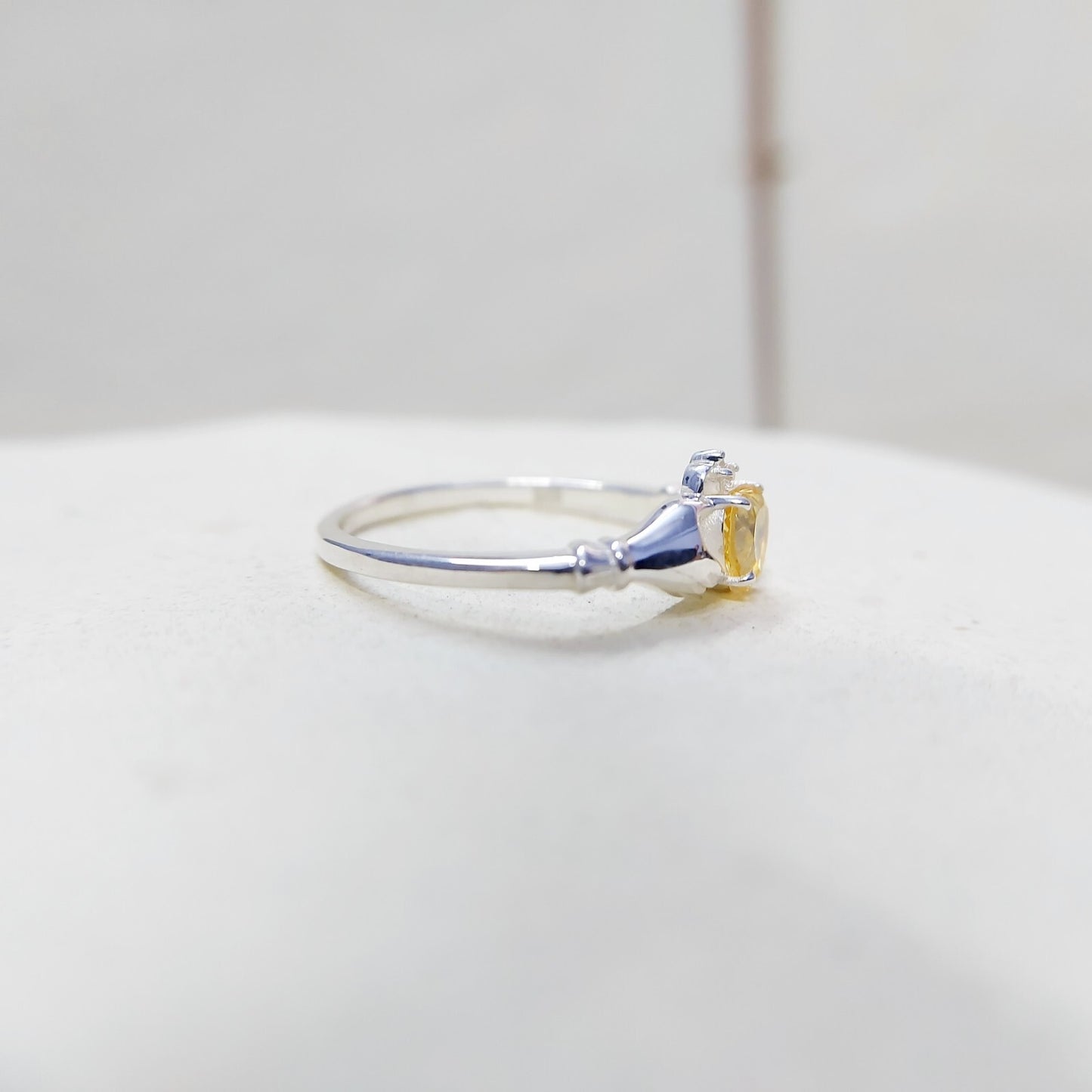 Claddagh Heart Citrine Ring Simulated Birthstone Women Silver Ring Gift Us5~ 15
