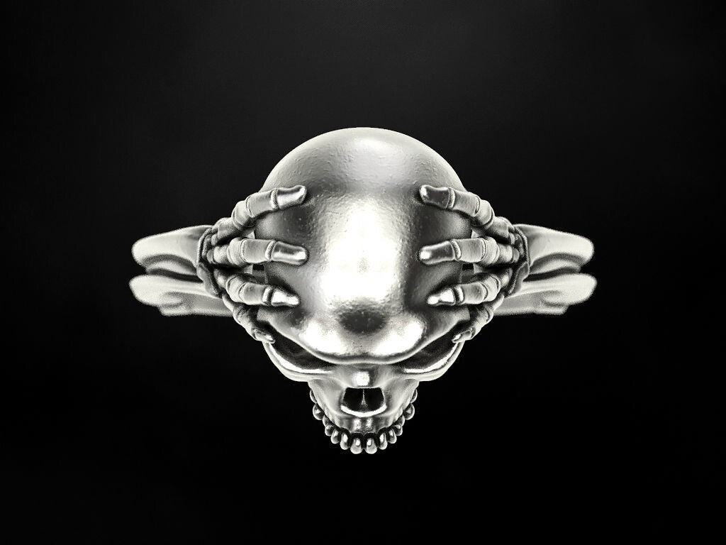925 Silver Skull Bone Ring Gothic Biker Style Jewelry For Men Women Gift US5~15