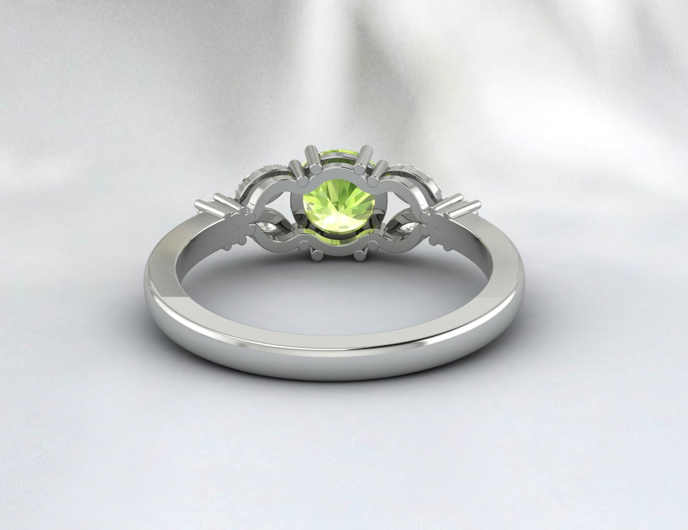 Natural Green Peridot Ring 925 Sterling Silver Leaf Ring Women Wedding Gift