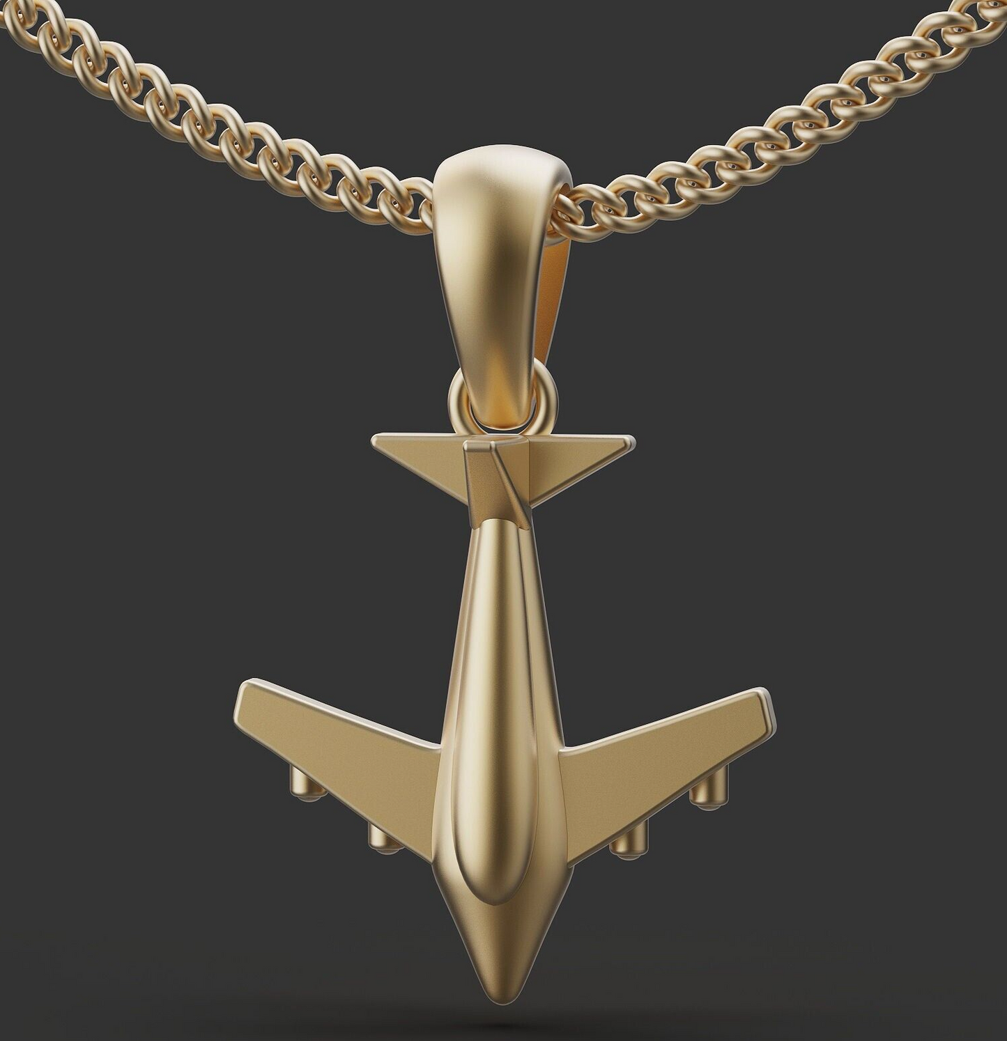 Handmade Brass Airplane Pendant Vintage Plane Charm Raw Brass Necklace Men Women