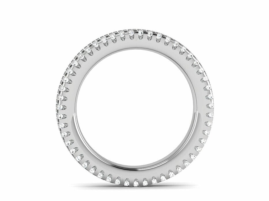 925 Silver CZ Eternity Wedding Band Ring Curved Skinny Style Women Men US5-15