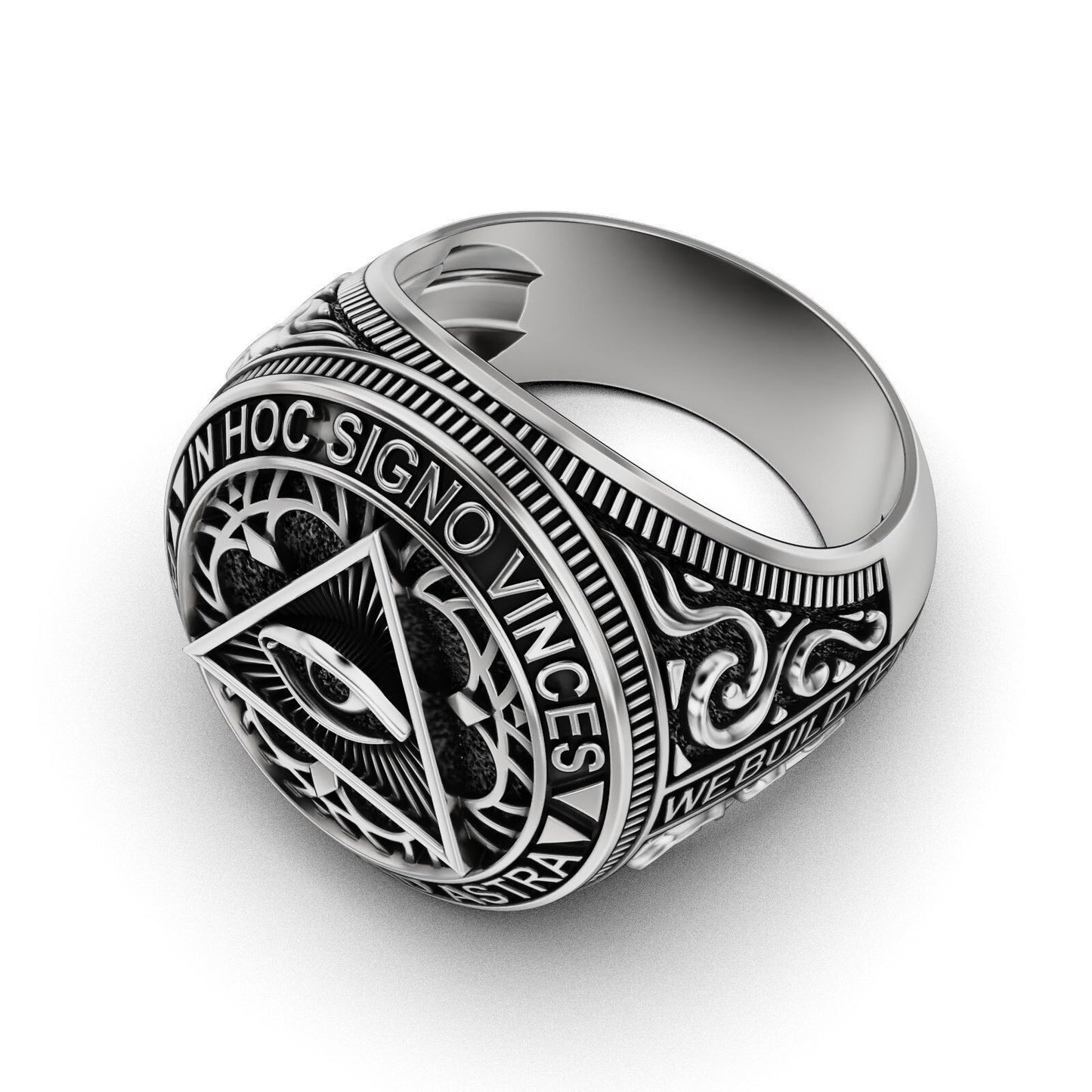 Masonic Freemason Third Eye 925 Sterling Silver Men's Biker Ring US7-15 Gift Men