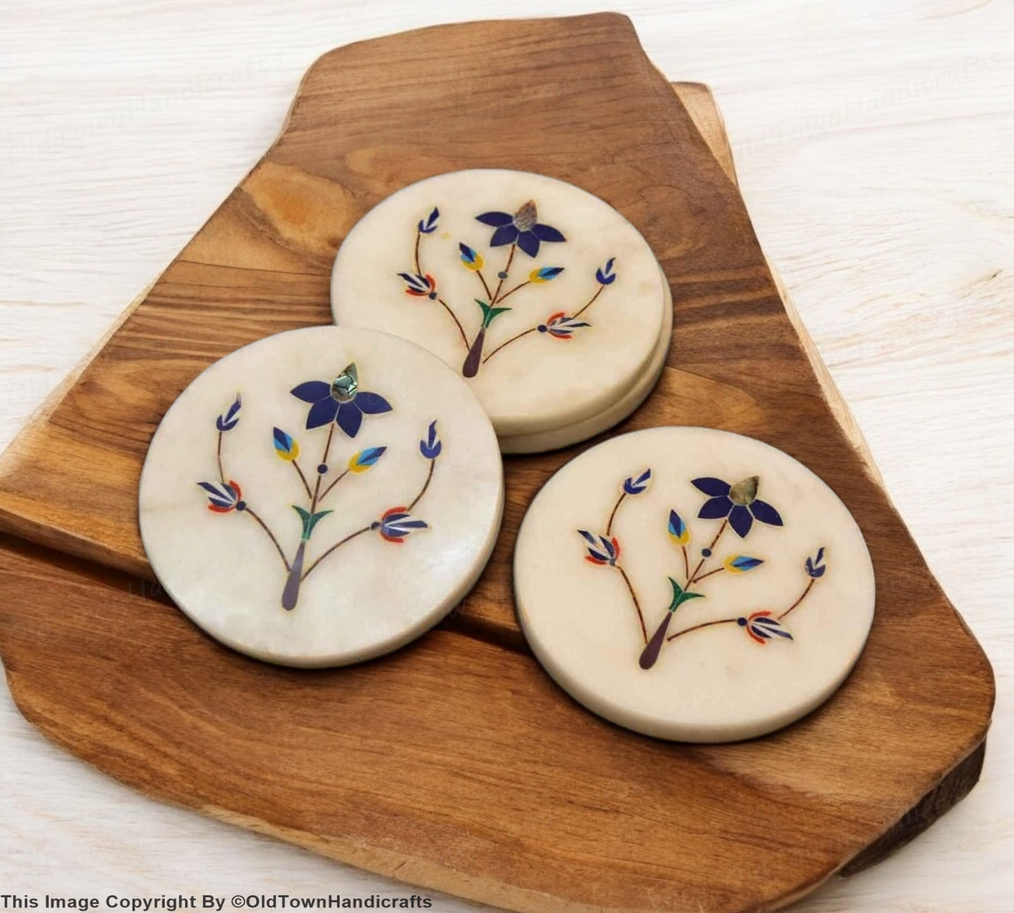 Handcrafted Marble Coasters Set of 4 Designer Tableware for Home & Office