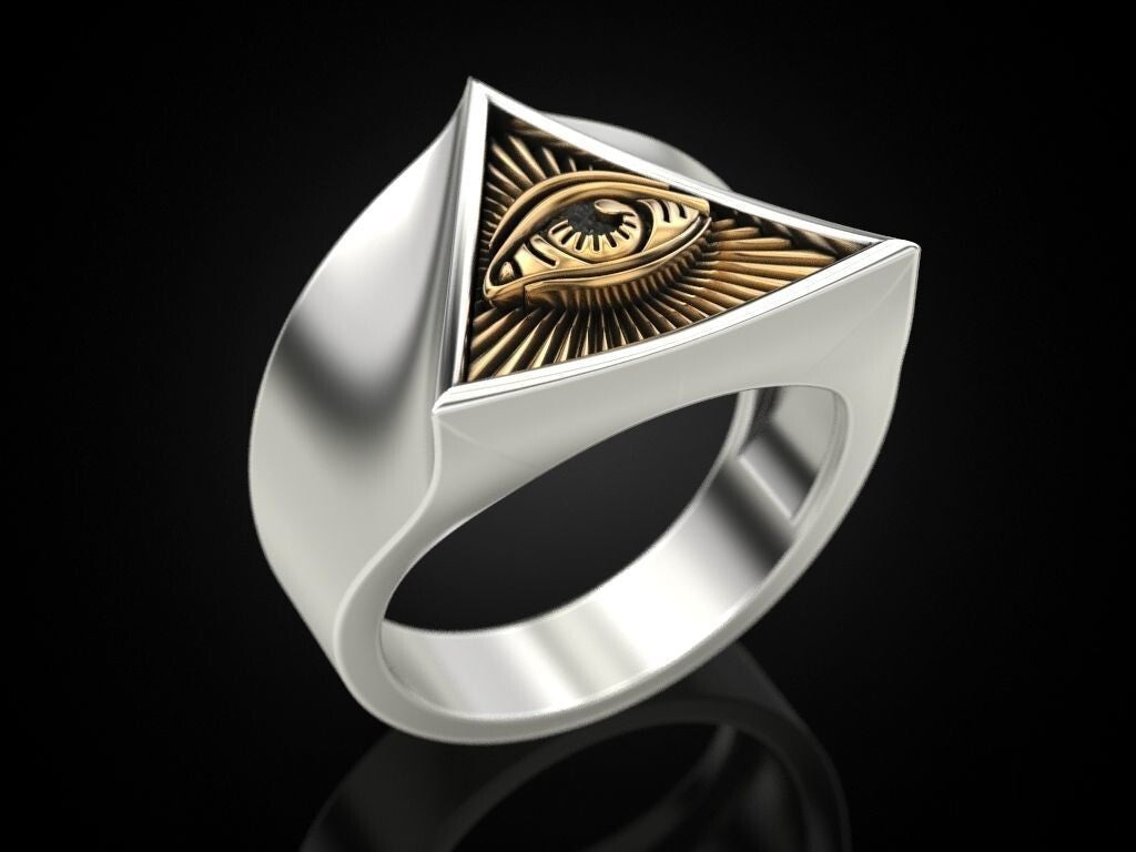 Eye of Providence Ring 925 Sterling Silver Freemason G Symbol Signet Ring US5-15