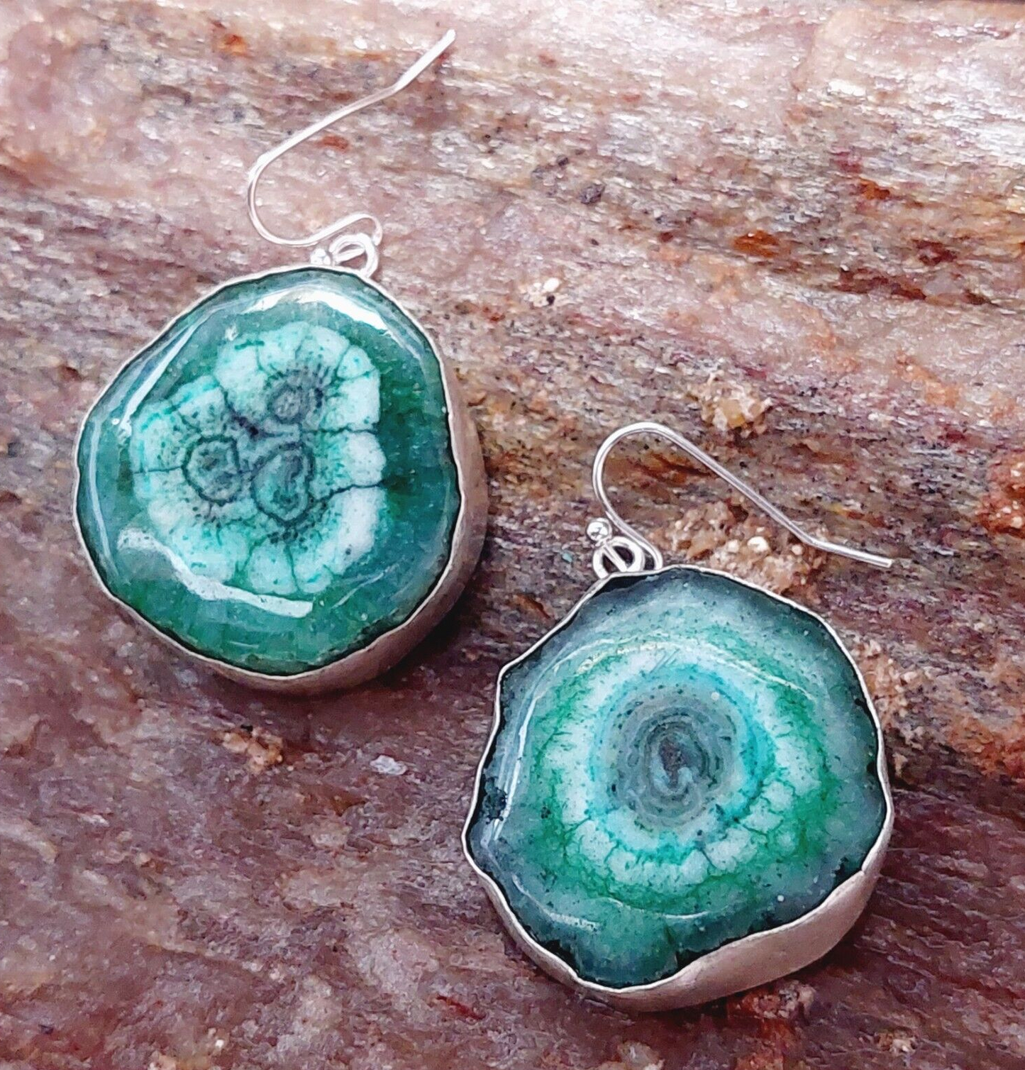 Green Solar Quartz 925 Sterling Silver Handmade Earrings Solar Gemstone Earrings