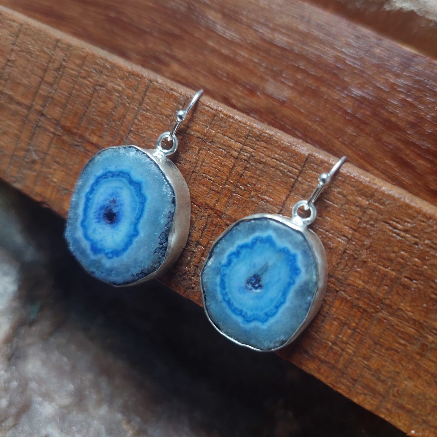 925 Sterling Silver Blue Solar Quartz Handmade Earrings Solar Gemstone Earrings