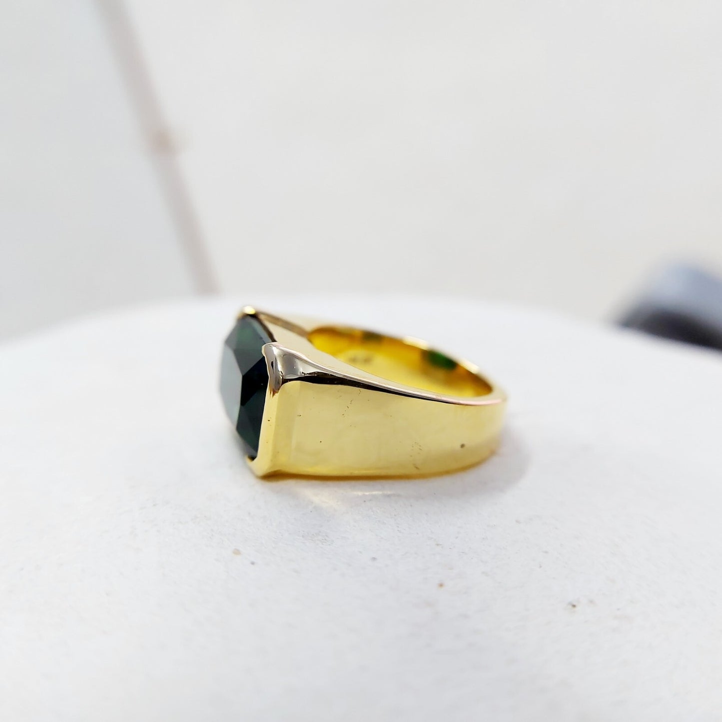 Natural Emerald Gemstone Signet Ring 925 Silver Men Band Anniversary Gift US5~15