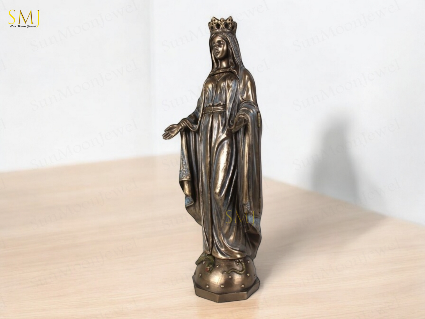 Saint Mary Statue with Church Handmade Virgin Mary Saint Home Decor Saint Mary
