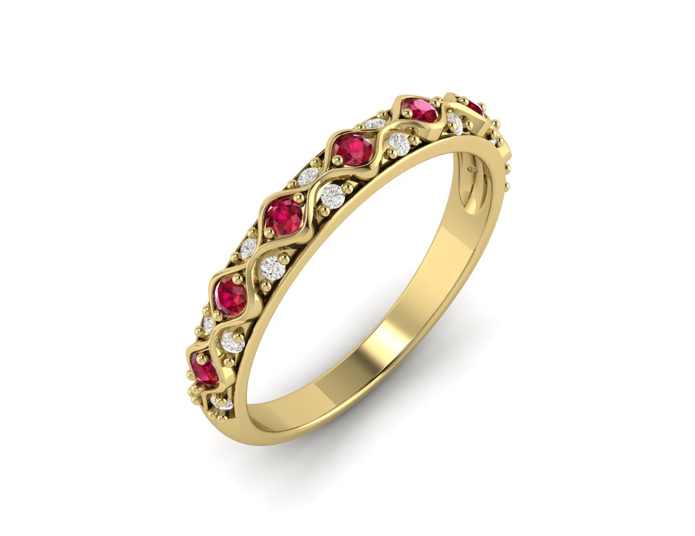 Ruby Cz Diamond Wedding Band Fine Silver Antique Unique Vintage Band Lab Created