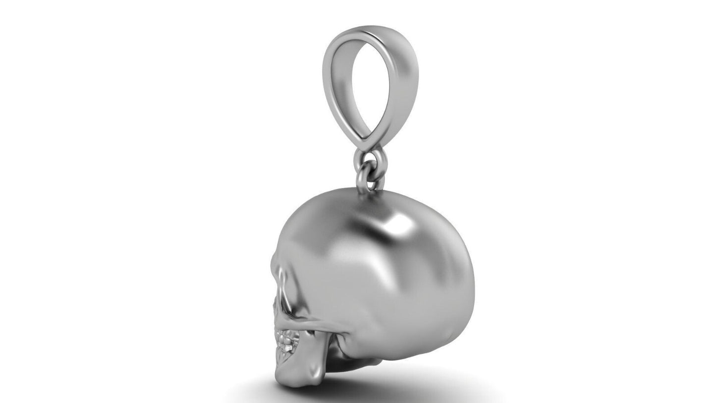 Silver Laughing Skull Pendant Skull Head Necklace Unique Gift For Family Friend