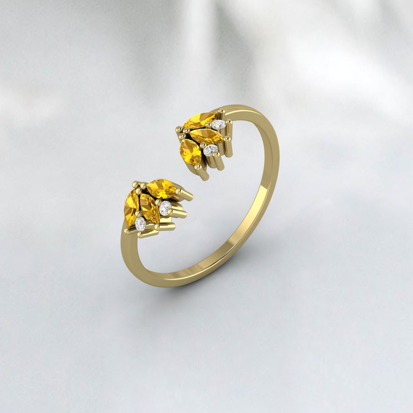 Natural Citrine & Cz Diamond 925 Sterling Silver Anniversary Gift Matching Band