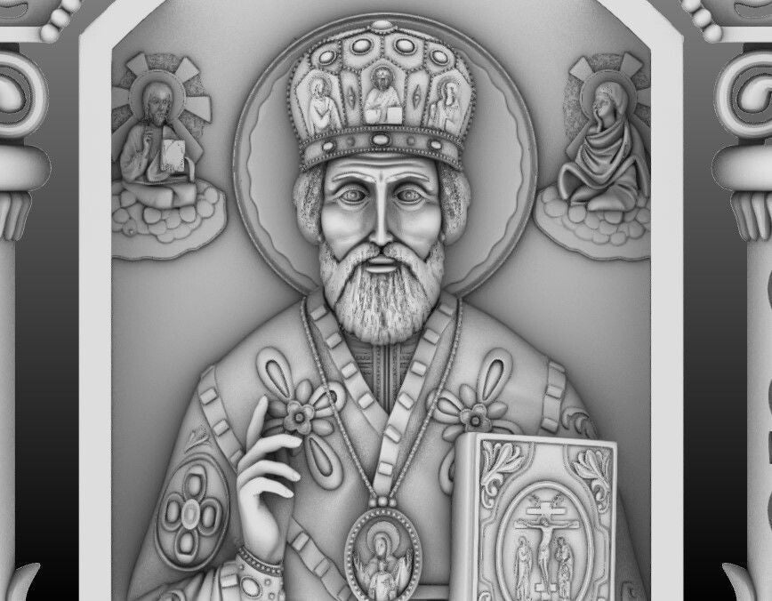 925 Silver Saint Nicholas Wonderworker Pendant Necklace Christian Charm Medal